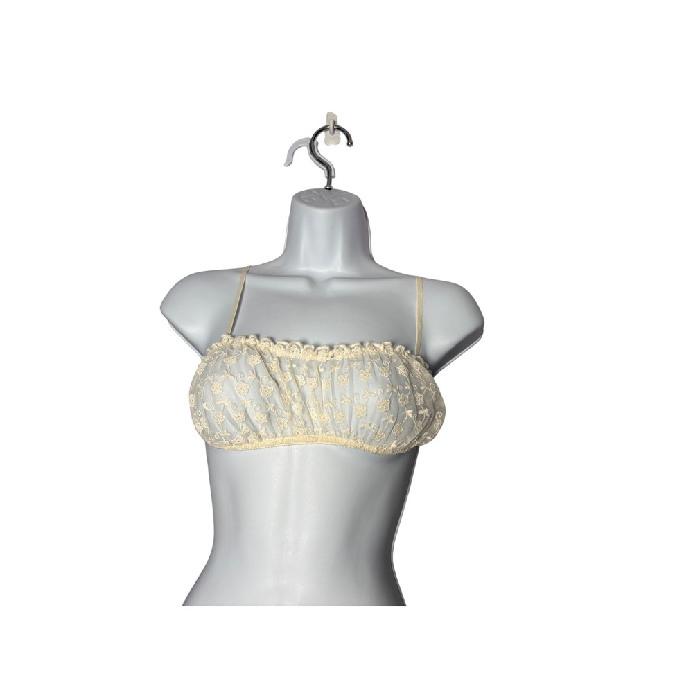 Only Hearts Women Little Flower Joey Bralette XS Off White Lace Ruffle Coquette